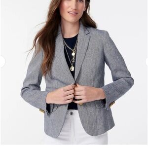 - J Crew Navy Dalton Schoolboy Herringbone Blazer 4